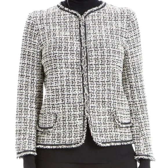 Max Studio Tweed Blazer In Black and White - Picture 1 of 10